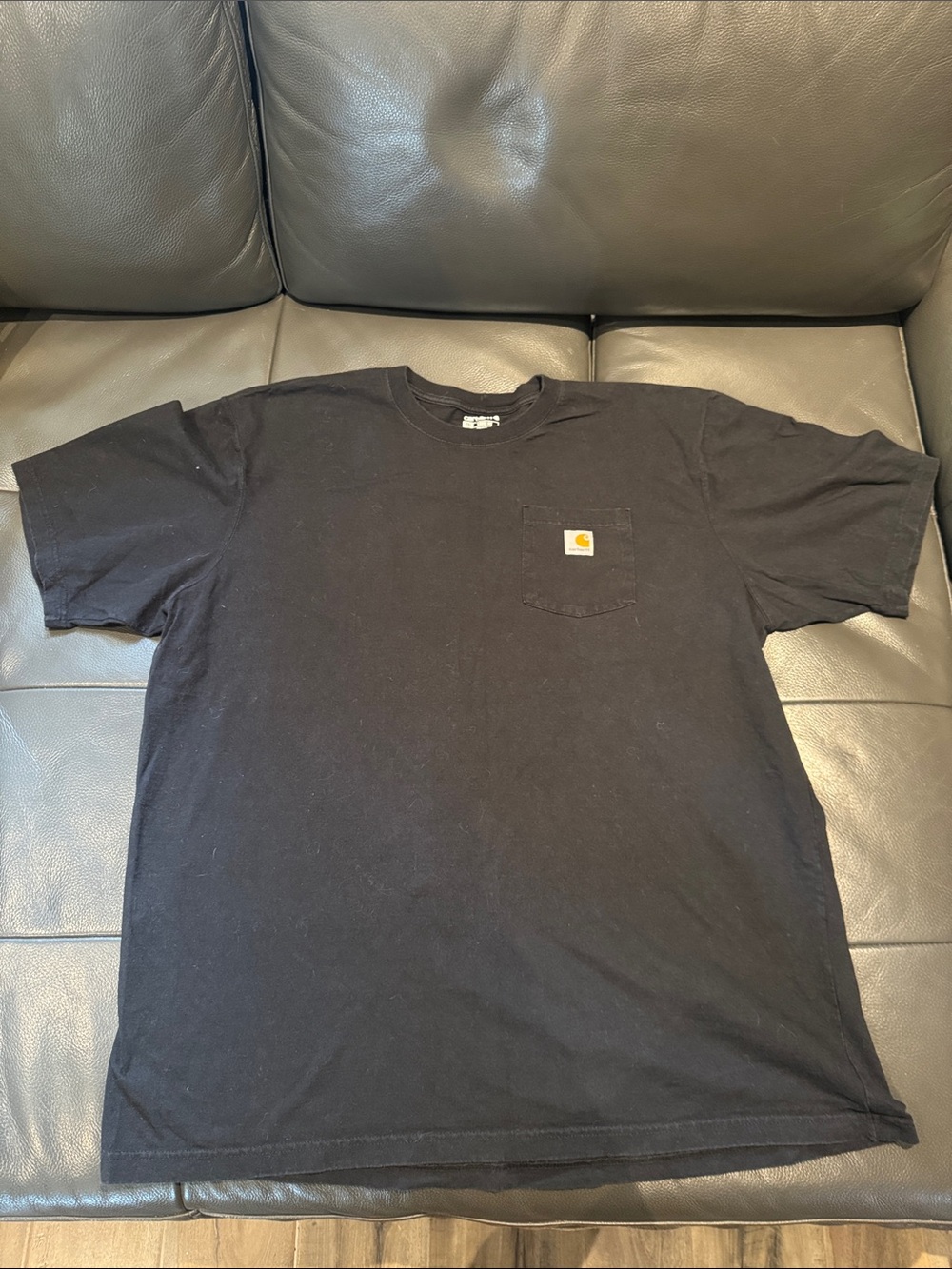 Carhartt Black Short Sleeve Pocket Tee with Logo 2XL Loose Fit
